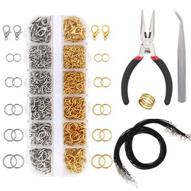 EuTengHao 1314pcs Open Jump Rings and Lobster Clasps Jewellery Repair Tools Kit Jewellery Making Supplies Kit Jewellery Finding Kit for Necklace Repair with Jewellery Making Accessories (Gold and Silver)
