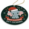 Whimsical Elephant Santa Hat Round Ceramic Ornament 3 inches for