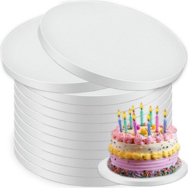 12 PCS Cake Drums 12 Inch Round, 1/2 Inch Thick Cake Boards, Food-Grade White Cardboard Cake Bases for Layer Cakes, Weddings, Birthdays & Bakery Use