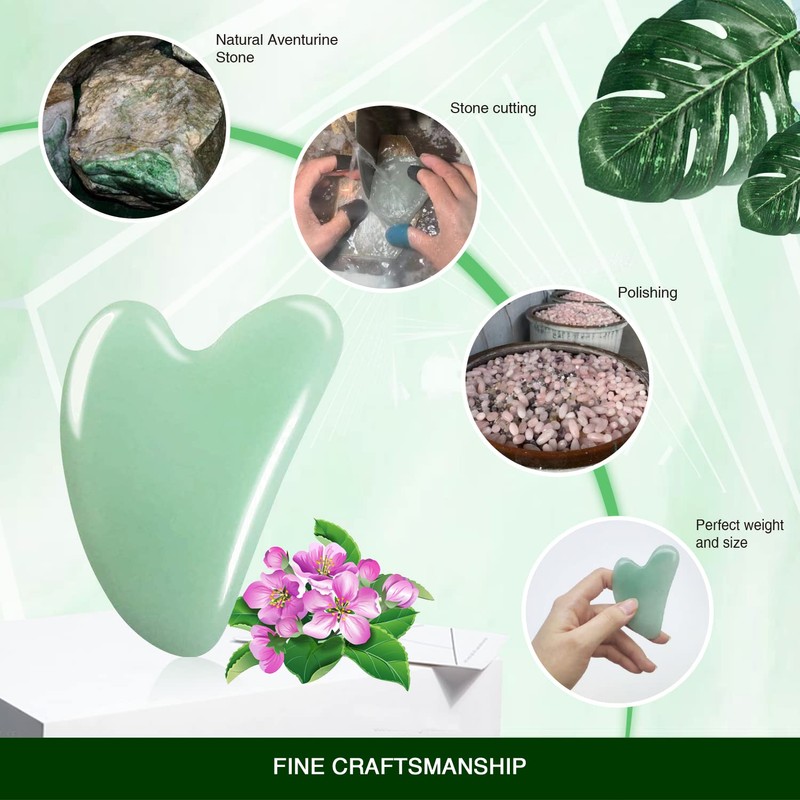 Flagest Gua Sha Tool, Nature Jade Stone Guasha Massage Tool