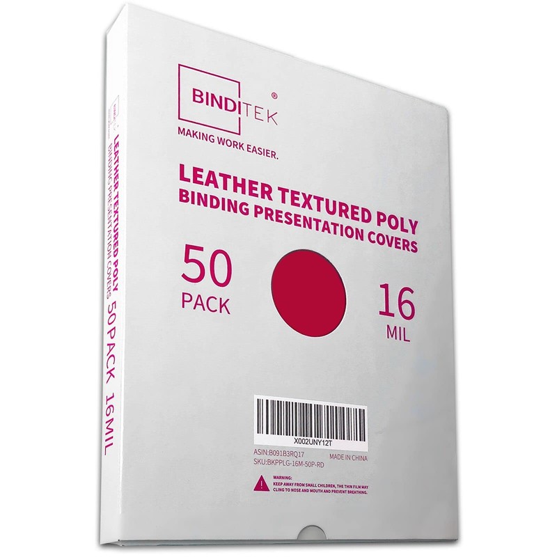 Binditek 50 Pack 16 Mil Leather Textured Polycovers - Binding