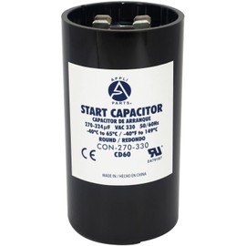 Appli Parts Motor Start Capacitor 270-324 Mfd (microfarads) uF 330 VAC Universal fit for Electric Motor Applications 1-3/4 in Wide 3-3/8 in Height CON-270-330