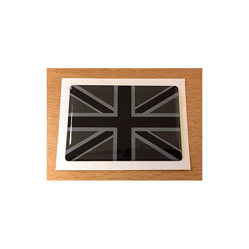 UNION JACK FLAG Domed Sticker/Decal 70mm - BLACK & 2