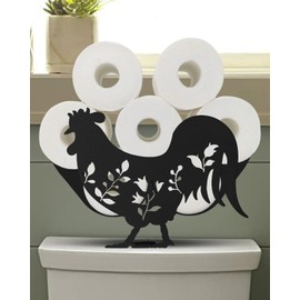 Rooster Toilet Paper Holder Stand, Matte Black Toilet Paper Storage & Organizer for Extra 8 Rolls, Farmhouse Decorative Bathroom Hardware Accessories by Gardlister