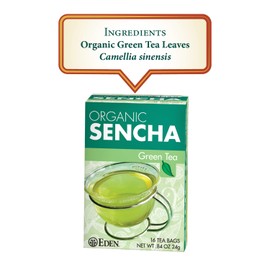 Eden Organic Sencha Green Tea, Japanese, Uji Cha, 16 Unbleached Manila Tea Bags/Box (3-Pack)