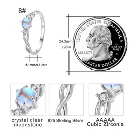 Cuoka Moonstone Ring 925 Sterling Silver Rainbow Moonstone Infinity Ring for Women Promise Rings Moonstone Jewellery for Engagement Anniversary Wedding Rings (Moonstone, 8)