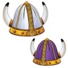 Club Pack of 48 Silver and Purple Medieval Viking Helmet