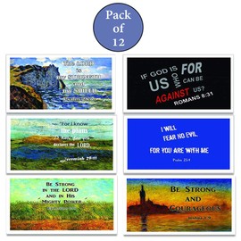 Christian Inspirational Postcards - Be Strong Bible Verse Theme (60-Pack) - Postcrossing Birthday Church Stocking Stuffers for Men Women Teens Kids