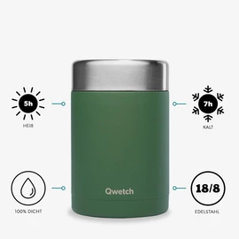 QWETCH - Isothermal Lunch Box - Granite Khaki 600 ml - Stainless Steel Food Box - 5 Hours Warm & 7 Hours Cold - BPA-Free Waterproof Lunch Box for Office, Picnic, Hiking