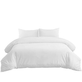 Crescent Collection 300 Thread Count 100% Pure Egyptian Cotton Duvet Cover With Pillowcase Bedding Set (White, Single: 135x200cm)