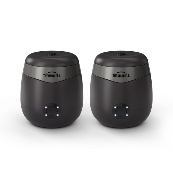 Thermacell E-Series Rechargeable Mosquito Repeller with 20’ Mosquito Protection Zone; 2 Pack Bundle, Charcoal; Includes 24-Hr Repellent Refill; DEET Free Bug Spray Alternative; Scent Free