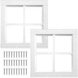 NeatiEase 2 Pack Shed Windows 12"x12", Transom Window Fixed Design with Tempered Glass for Playhouses, Sheds, Garage and Chicken Coops (White)