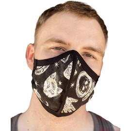 HARD EDGE DESIGN Four Layer Protective Cloth Face Mask - Ear Saver Behind The Head Elastic - Made in USA - Occult, New Cut
