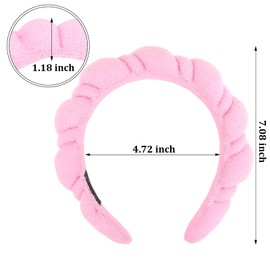 Ondder Pink Makeup Headband Spa Headband for Washing Face Sponge Face Wash Headband Cute Skin Care Headbands Hair Band Puffy Skincare Facial Make Up Hair Headband Head Bands for Women Girls