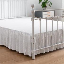Falda de cama de punto copetudo tamaño individual, falda de cama con volantes con esquinas divididas, falda de cama individual de 18 pulgadas de caída, falda de cama bohemia de tamaño individual,