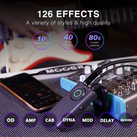 MOOER P1 Multi Effects Pedal, Guitar Bass Pedals with 126 Effects 10 Metronomes 40 Drum Machine and 80s Looper Capacity for Practice and Performance