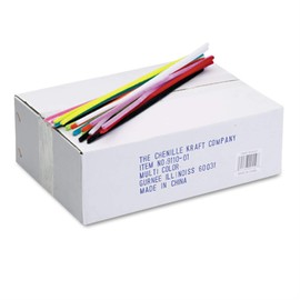 Chenille Kraft 911001 Jumbo Stems, 12-Inch x 6mm, Metal Wire, Polyester, Assorted, 1000/Box