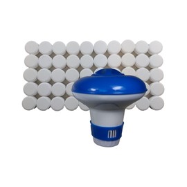 Premier Blue Chlorine Bromine Floating Dispenser with 20g Tablets for Pools Spa Hot Tub (with 50 Tablets)