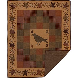 VHC Brands Heritage Farms, Primitive, Rectangle Decor, Applique Crow and Star Quilted Throw, 60x50