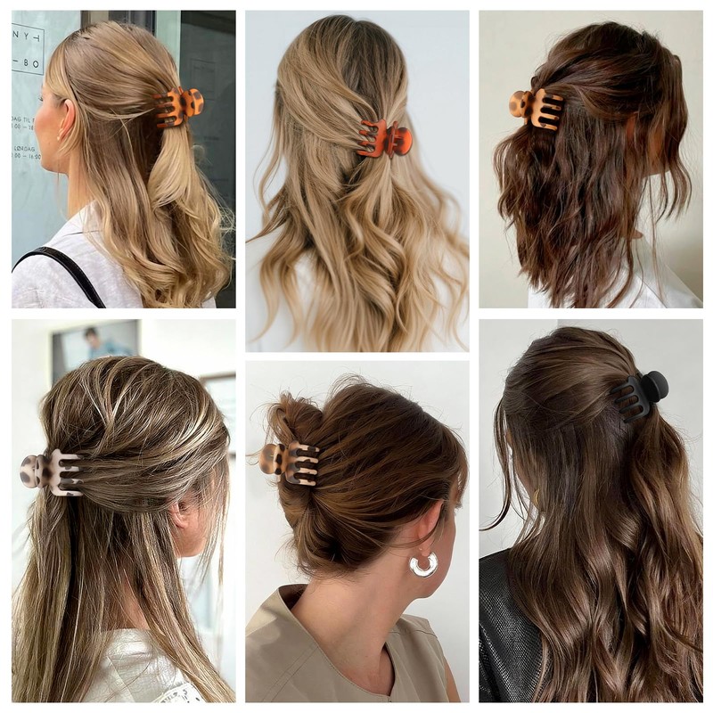 USDNICE Small Matte Hair Claw Clips for Thin Hair, 6