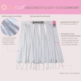 Octocurl Heatless Curls Headband - Hair Curlers to Sleep In - Heatless Curlers for Short Hair (Microfiber - White)