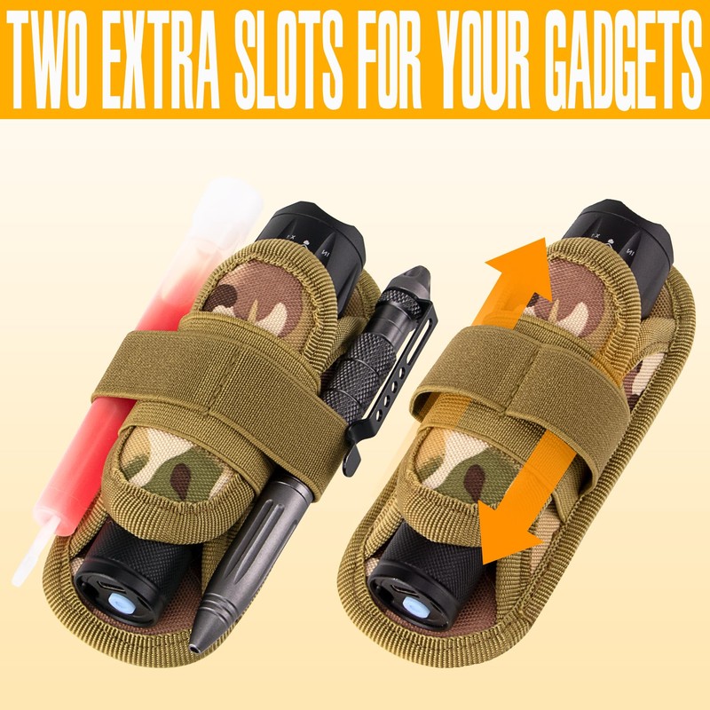 IronSeals 2 Pack 360° Rotatable Clip LED Flashlight Torch Holder