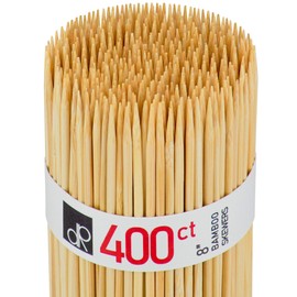 DecorRack 20 cm Natural Bamboo Skewers Sticks, 400 Wood Skewers for BBQ, Grilling, Kabob, Appetizers, Fruits, Smores, Cocktail, Brunch, Fondue Sticks, Barbeque, DIY Crafting (400 Pack)