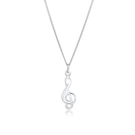 Elli Women 925 Sterling Silver Xilion Cut Clef Pendant Necklace Length of 45 cm