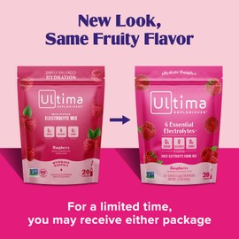 Ultima Replenisher Ultima Replenisher Daily Electrolyte Powder Drink Mix C Raspberry, 20 Stickpacks C Hydration Packets with 6 Key Electrolytes and Trace Minerals C Keto Friendly, Vegan, Non-GMO and Sugar-Free