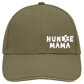 HUURAA Cappy Hat Dog Mum Tapse Unisex Cap with Motif for All Dog People Gift Idea for Friends and Family, Olive/Beige