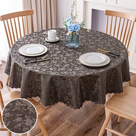 Smiry Round Table Cloth, Waterproof Heavy Duty Vinyl Tablecloths, Wipeable Washable Table Cover for Kitchen and Dining Room (Coffee, 60" x 60")