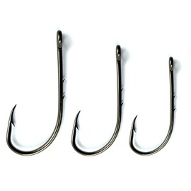 Fishing Hooks Pack of 60 Carbon Steel Fishing Hooks in 3 Sizes Fishing Hooks with Barb Fishing Hooks with Eyelet