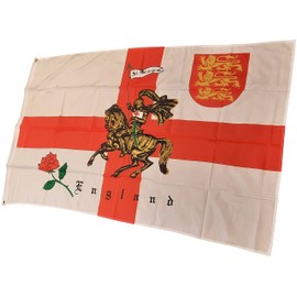 NWFlags English Rose and Lion Flag 5ft x 3ft 75d Premium Polyester Suitable For Flagpoles | Strong Polyester 5x3 foot material Charger flag with Eyelets