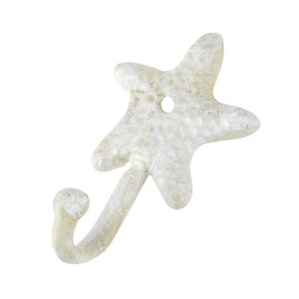 Coshar 2Pcs Cast Iron White Hook Bracket Heavy Duty Wall Hook Starfish Wall Hooks Coastal Decorative Wall Hooks for Coats, Bags, Towels Hanging (Starfish)