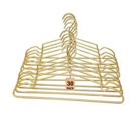 Koobay 30 Pack Gold Matt Metal Wire Hangers Coat Suit Clothes Hangers with Notches,16.5" Heavy Duty Durable Hangers for Adult, Shirt Dress Pants Hanger Space Saving Legging Organizer
