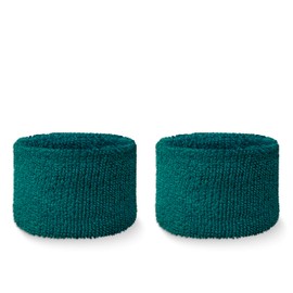 Couver Youth Wrist Sweatband - Teal Solid Cotton Terry Colth Sport Wristband(1 Pair)