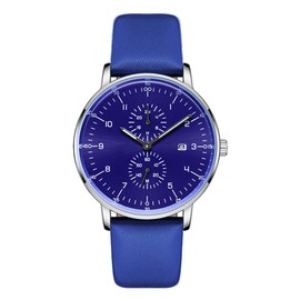 NARY Waterproof Round Dial Quartz PU Leather Strap Gift Watch ( Blue)