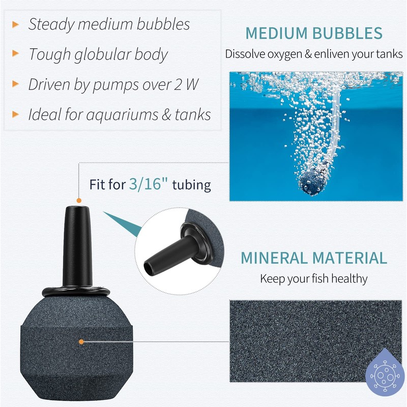 Pawfly Aquarium 0.8 Inch Air Stone Ball Bubble Diffuser Release