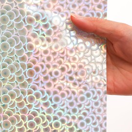 Ga-Geetopia Holographic 3D EVA Shower Curtain Liner Circle, 72x72 Premium Medium Weight Clear Plastic Bathroom Shower Curtain with Rustproof Metal Grommets for Shower Stall, Bathtubs