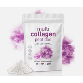 Natural JM Multi Collagen Peptides Type I, II, III, V, X-Unflavored with Biotin, Vitamin C