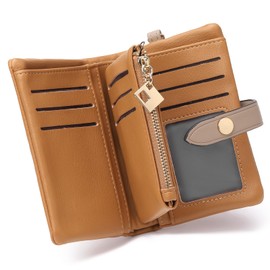 FALAN MULE Women's Purse with RFID Blocking, Small PU Leather, Women's Purse with 16 Card Slots and Coin Compartment, yellow