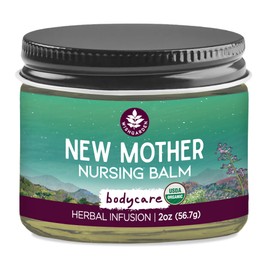 WishGarden Herbs New Mother Nursing Balm - Certified Organic Nipple Balm with Marshmallow Root & Calendula Flower, Hydrates and Soothes Dry and Cracked Nipples, Safe for Baby, Lanolin-Free, 2oz