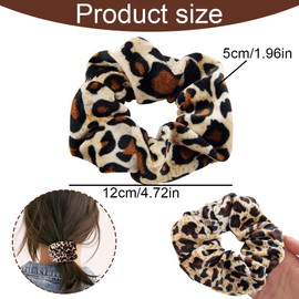 OUDQFCJ 4 Pieces Leopard Print Velvet Hair Bobbles Retro Hair Bobbles Elastic Hair Ties Ponytail Hair Ties Hair Accessories