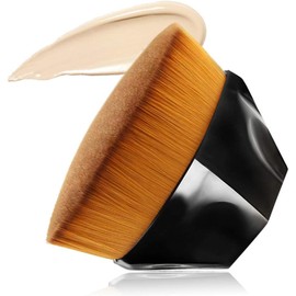 JSBelle Brocha de maquillaje de base, Cepillo Kabuki Flat Top para cosméticos de base (Negro)