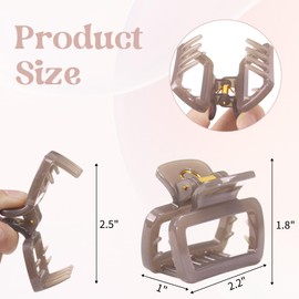 4Pcs Medium Square Hair Clips for Women 2.2 Inch Unbreakable Rectangle Hair Claw Clips for Thin Hair & Fine Hair High end U-shaped Spring Non-slip Short Hair Accessorie(Jelly neutral color)