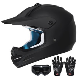 Roozo Youth Kids Dirt Bike Helmet DOT Certified - Full Face Motorcycle Helmet for Off-Road, ATV, Street Riding, Includes Adjustable Goggles & Protective Gloves