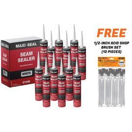 Maxi-Seal White Polyurethane Seam Sealer (12-Pack, 10.5oz Tube) | Durable & Flexible Auto Body Joint Compound | Brushable Automotive Filler to Duplicate OEM Finish