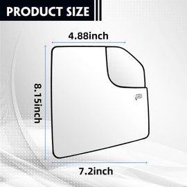 Passenger Heated Mirror Glass Replacement for Ford F150 2015 2016 2017 2018 2019 2020, Rght Side Rearview Mirror Glass with Backing Plate Fits F-150 2015-2020