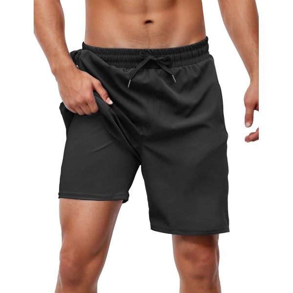 Cysincos Mens Swim Trunks with Compression Liner 7" 2 in
