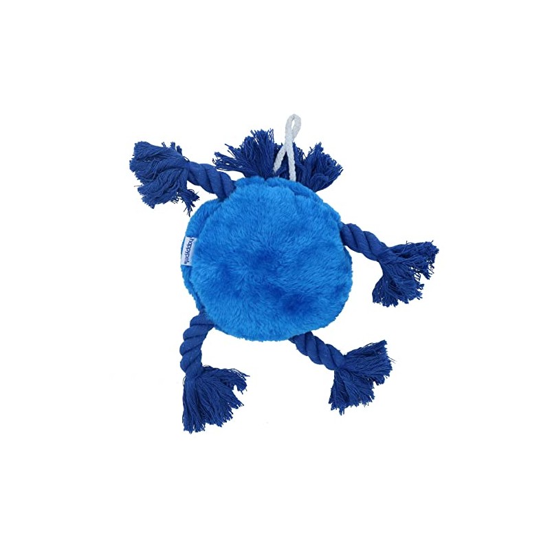 Plush Soft Blue Happy Face Dog Play Toy With Squeak